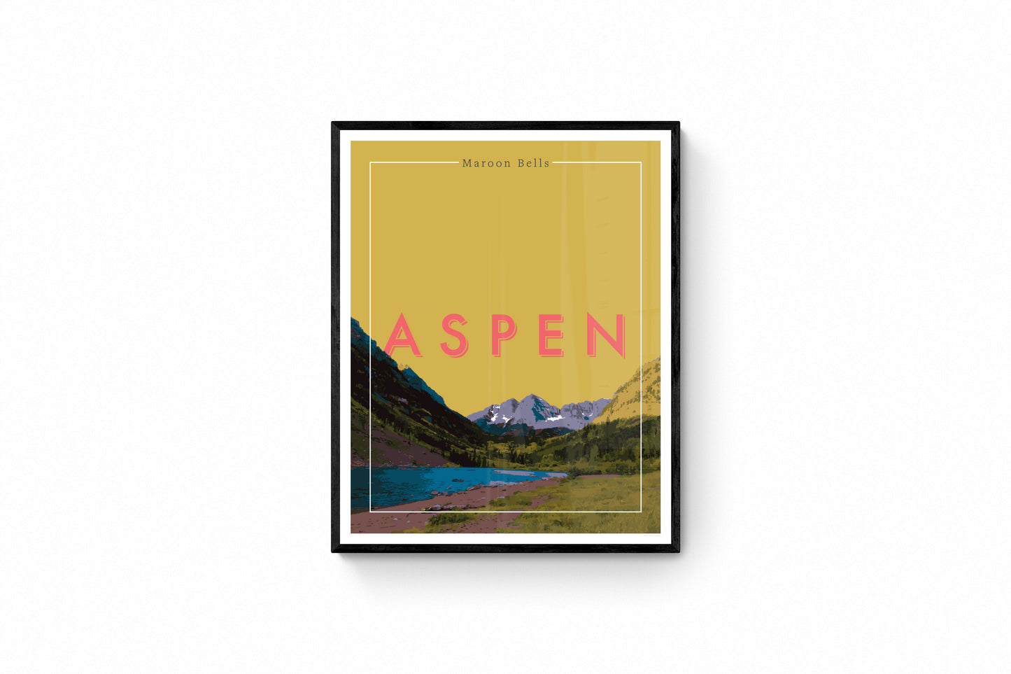 Aspen, Colorado - Maroon Bells (mostaza), arte de pared, impresión de 20 x 16