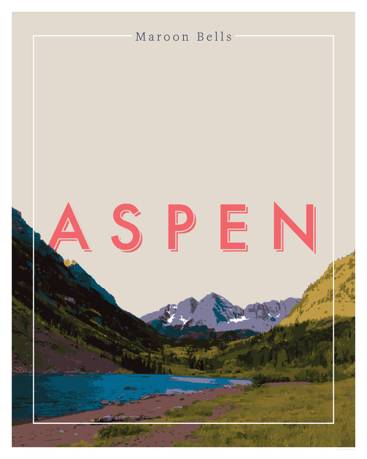 Aspen, Colorado - Maroon Bells (mostaza), arte de pared, impresión de 20 x 16