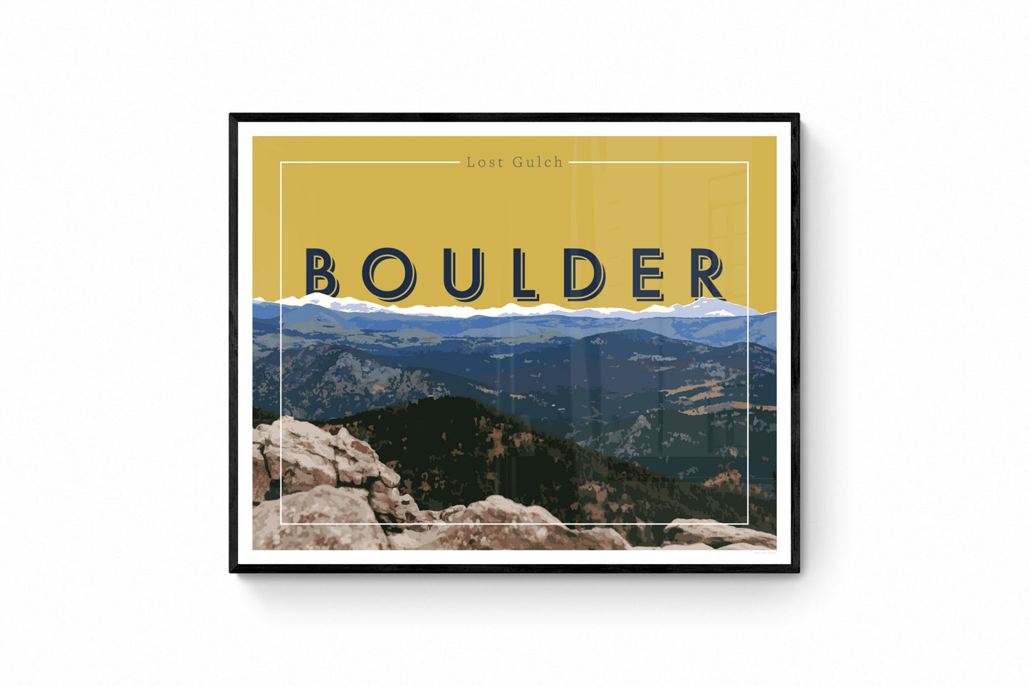 Boulder, Colorado - Lost Gulch (Mustard), Framed Wall Art, 11x14