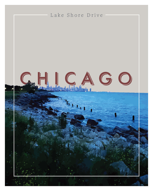 Chicago, Illinois - Lake Shore Drive, Wall Art, Print Only (No Frame)