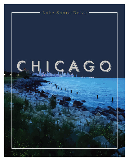 Chicago, Illinois - Lake Shore Drive, Wall Art, Print Only (No Frame)