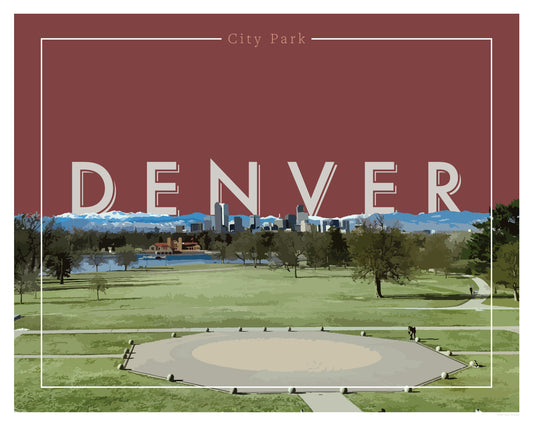 Denver, Colorado - Parque de la ciudad (piedra), arte de pared, impresión de 16 x 20