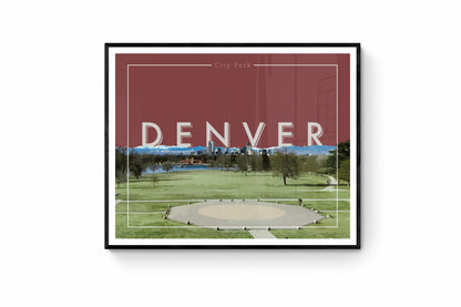 Denver, Colorado - Parque de la ciudad (piedra), arte de pared, impresión de 16 x 20