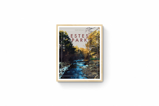 Estes Park, Colorado - Fall River (Greige), Framed Wall Art, 20x16