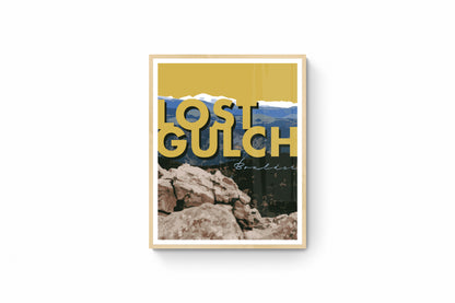 Boulder, Colorado - Lost Gulch (mostaza), arte de pared con texto grande, impresión de 20 x 16