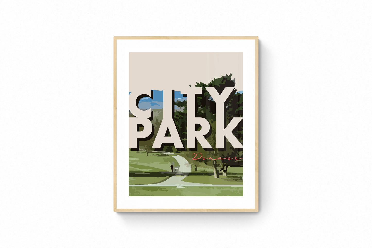 Denver, Colorado - City Park, Wall Art w/ Large Text, Print Only (No Frame)