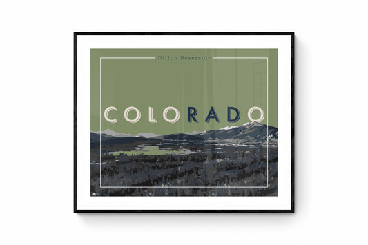 coloRADo - Dillon Reservoir (Olive Green), Framed Wall Art, 16x20